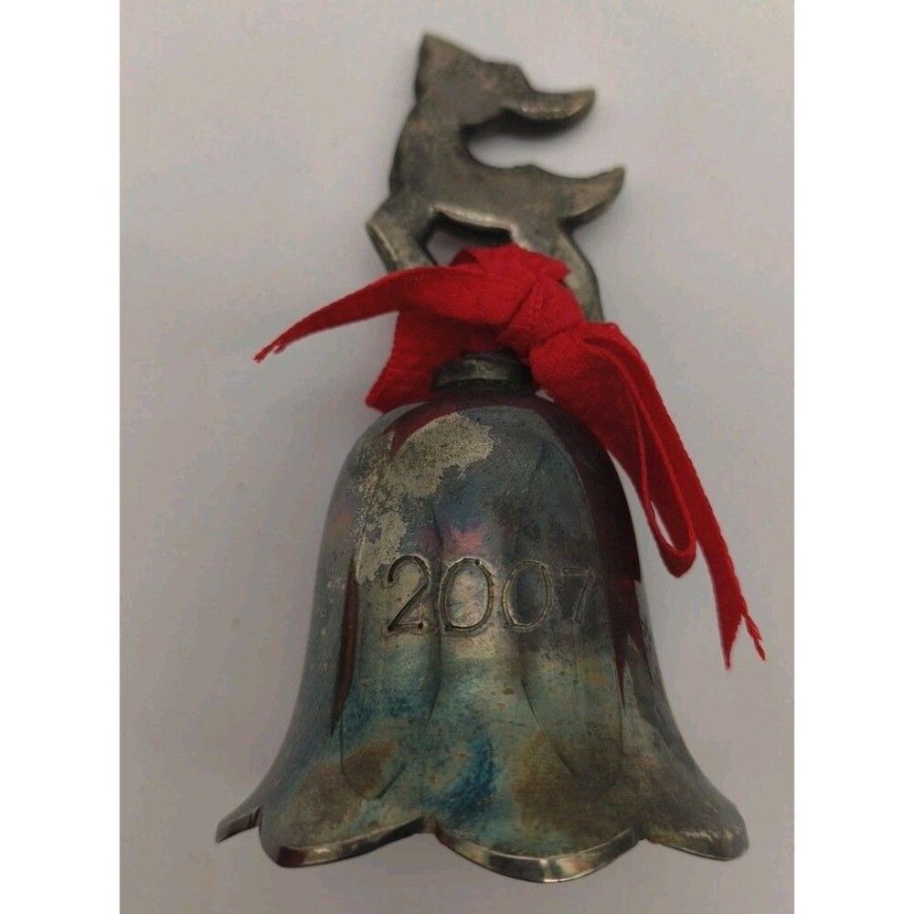 2007 International Silver Co. Silver Plated Engraved Christmas Bell